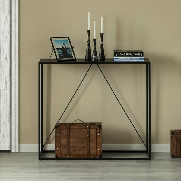 Modern Display Metal Console Table, for Dining, Entryway and Hallway, Black, Fabulaxe, Mfr#: QI004188.BK